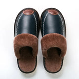 Winter Leather Slippers Bedroom Cotton Slippers Male Waterproof Thick Plus Velvet Indoor Warm House Home Slippers