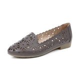 2021 Women Flat Shoes Genuine Leather Woman Ballet Pointed Toe Flats Summer Lady Hollow Out Loafers Women Shoes