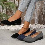 Breakj New Pointed Women's Shoes Large Size Shallow Slope Heel Single Shoes Bean Shoes Sports Casual Shoes