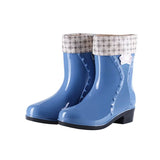 Women's Cotton Short Tube Warm Velvet Women's Rain Shoes Non-Slip Girl's Water Gel Shoes Rubber Boots Rain Boots