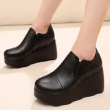 Breakj A Foot Pedaled Women's Shoes Thick Sole Waterproof Slope Heel Single Shoes With Deep Mouth Loose Cake Shoes Ladies Round Head Casual