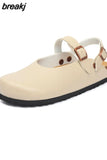 2023 New Summer Women Cork Slippers Buckle Non-slip Casual