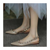 Women's Low Heels Slingback Shoes Woman Spring Summer Flats Elegant Party Sandals Sexy Rivet Dress Loafers Luxury Urban