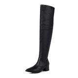 Autumn and Winter Women's European and American Fashion New Pointed Toe Thick Heel Over The Knee High-top Women's