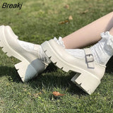 Women's Autumn Japanese Style Lolita Shoes Vintage Soft High Heel Platform Leather College Student Mary Jane Ladies White