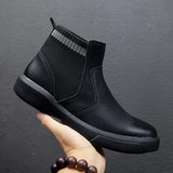 New Winter Men's Chelsea Boots Fashion Casual Leather Ankle Boots High Quality Male Motorcycle Boots Big Size Free