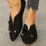 Women's Shallow Large-Size Flat-Soled Women's Shoes New Soft Soles Comfortable Bow Tip Korean Version Of Low-Helper