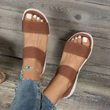 Breakj Summer Large Women's Shoes Casual Tight Belt After Tripping Polyurethane Flat Bottom Roman Sandals