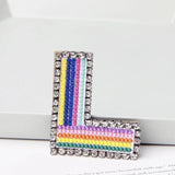 Jewelry 26 English DIY Name Letters Alphabet Rainbow Embroidery with Pin Ouch Beeding Womens Brooches Patches