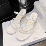 Breakj Women's Summer High Heel New 2025 Fish Mouth Waterproof Table Thick-Soled Cool Slippers Women's Coarse Heel Heel Fashion