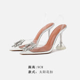 Breakj Sandals Women 2025 New Summer Transparent Crystal Fairy Wind Fine Heel High Heels High Heels Water Drill Women