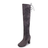 Breakj New Long Boots Over The Knee Boots Round Head Frosted Skin Thick And High Boots Long Boots