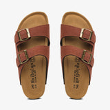 2023 New Summer Men Cork Slipper Casual Beach Double Buckle Non-slip Outside Nubuck Leather Slip on Slides
