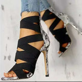 Breakj Women's High Heel 2023 New Fashion Fine Sexy Fish Mouth Sandals Fashion Fine Heel Tight