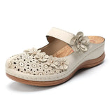 Women Shoes Roman Flat Casual Sandals Comfy Flower Sweet Women Sandals PU Durable Wedge Leather Platform Shoes Ladies Plus