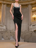 Yujie Style Dress Woman 2025 Spring New Sexy Hottie Sling Set Drill High-Waist Open Fork