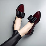 Leather Shoes Women In 2023 Autumn New Bow Korean Version Fashion Pointed Large Size Bright Leather Low Heel Flat Single Shoes