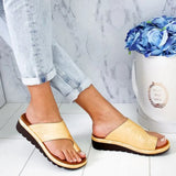New Women Slippers Flat Sole Casual Soft Big Toe Foot Sandal Women Shoes Comfy Platform