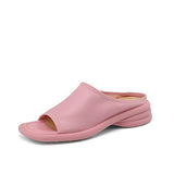 Breakj Leather Slippers Women's Summer Wear 2024 New Bag Foot A Word Cool Drag Soft Soles Of Leisure Sandals