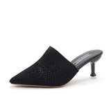 Breakj Red Flying Head Wear 2025 Spring New Knitted Head Hollow Tip Fine And High-Heeling Slippers Women's Cold