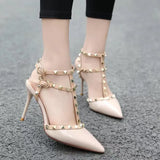 Breakj High Heel Women's Fine Heel Single Shoes 2025 Summer Sexy Pointed T-Shaped With Back Empty Willow Sandals
