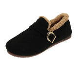 Moccasins Winter Warm Plush Wool Ladies Flats Shoes Soft Soled Slip On Woman Loafers Shallow Non Slip Female