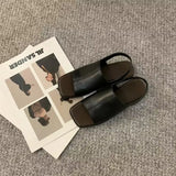Version Square Sandals Female Summer 2023 New Flat Retro Fish Mouth Fashion Solid Color Beach