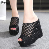 Heels Sandals Women Beach High Wedge Slippers Women for Summer Slides Open Toe Heels Sexy Slippers Heels Zapatos