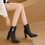 Breakj And Winter New Belt Buckle And Short Boots Women's High And Martin Boots Fashion Pendant Decorative Side Zipper Women's