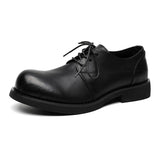 Breakj Spring And Autumn Business Casual Leather Shoes Male Soft Leather British Overalls Big Head Handmade Single Shoes
