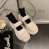 ~Cao Beautiful Texture Ugly Cute Single Shoes 2024 Cowhide Muffin Velcro Casual