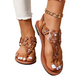 Breakj Size Sandal Female Flower Clip Foot Flat Sandal 2024 Summer New Herringword Sandal Beach