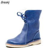 New Walking Shoes Women Boots Round Toe Flat Shoes Keep Warm Short Tube Snow Boots Female Outdoor Footwear Size
