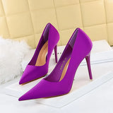 Breakj Korean Version Of Fashion Pedicure Delicate Show Thin High Heels Ultra High Heel Silk Shallow Pointed Single