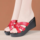 Heel Sandals Summer 2024 New Muffin Bottom Fish Mouth Sandals Large-Size Fashionable