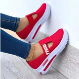 Breathable Mesh Round Toe Platform Sports Shoes Women Size 43 Velcro Wedge Casual Sneakers Women Non Slip Vulcanized
