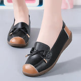 Breakj And Autumn New Women's Shoes Single Shoes Bean Shoes Comfortable Flat Shoes Bow Mother Shoes Flat Slope And Large Women's