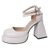 Breakj Jane Thick Heel High Heels Small Leather Shoes Gentle Night Wind A Word With Single Shoes Bow Fairy Wind Painted