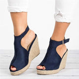 Sandals Cane Hemps Platform High Heels Ladies Shoes 2021 Peep Toe Back Lace up Wedges Female Footwear Summer Woman