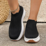 Chunky Platform Women Sneakers 2024 Spring Slip On Breathable Knit Walking Shoes Ladies Thick Bottom Vulcanized Shoes
