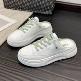 Semi-Slippers Women Wear Online Celebrity Ins Students' Korean Version In Spring 2024 With A Pair Of Breathable White