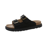 Shoes Casual One Word Slipper Women's Summer 2024 New Boken Wearing A Thick Belt Buckle Flat Half