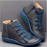 2019 Booties Woman Lace Ankle Boots Suede Stitching Boots Short Arch Support Comfortable Soft Bottom Female Boot Big Size