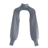 Turtleneck Long Sleeve Knitting Sweater Casual Femme Chic Design Pullover High Street Lady Tops