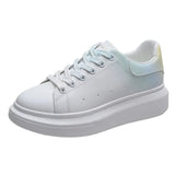 Gradient Women's Sneakers Off White Shoes Female Thick Bottom Heighten Shoes 2021 Fall Sneakers Trendy Shoes Green