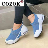 Women's Casual Shoes Solid Color Knitted Mesh Air Cushion Sneakers Comfortable and Lightweight Outdoor Non-slip Running