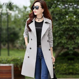 Plus Size 3XL Women Trench Coat Spring Autumn Double Breasted Windbreaker Outerwear Female Casual Trench Long