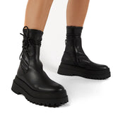 Boots Women Platform Warm Shoes Winter Fashion Cool Punk Mid-Calf Boots Zipper Leather Boots Women Botas