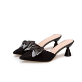 High-Heeled Sandals Summer's New Pointed Bow Bow Head Women's Slippers With Thin Heels And
