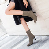 Breakj 2025 New Women's Boots Fashion Velvet Fine And Mid-Sleet Boots Tips High And Fashion